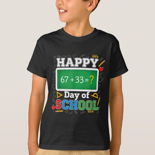 Funny Happy 100 Days Of School Math Teacher Six Se Tシャツ (正面)