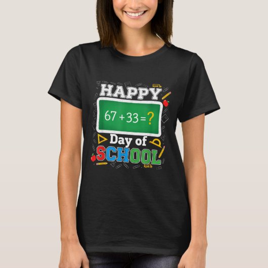 Funny Happy 100 Days Of School Math Teacher Six Se Tシャツ (正面)