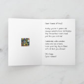 Funny Happy 3rd Birthday Boy, Dino, Personalized  カード (内部)