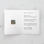 Funny Happy 3rd Birthday Son, Dino, Personalized カード (内部)