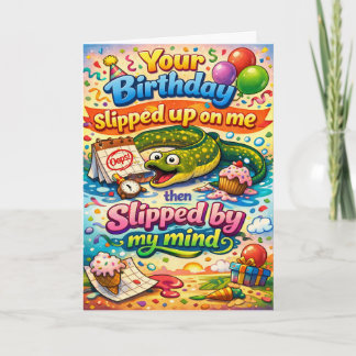 funny happy belated birthday wish カード