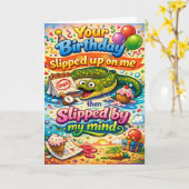 funny happy belated birthday wish カード (黄色い花)