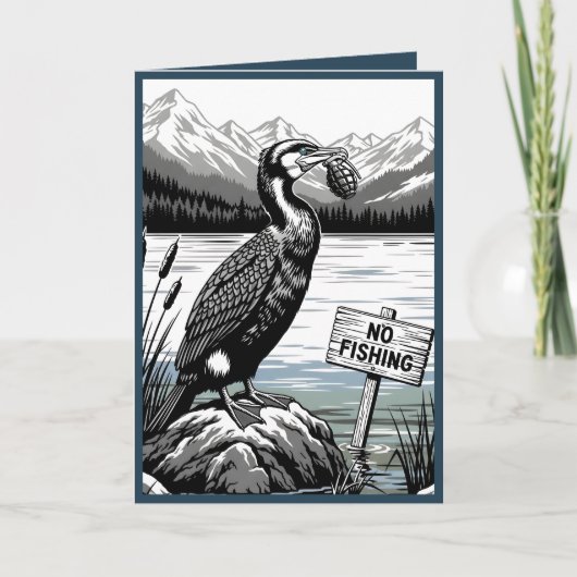 Funny Happy Birthday card for anglers カード (正面)