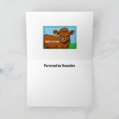 Funny Happy Birthday Cartoon Country Ranch Farm  カード (内部)