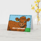 Funny Happy Birthday Cartoon Country Ranch Farm  カード (黄色い花)