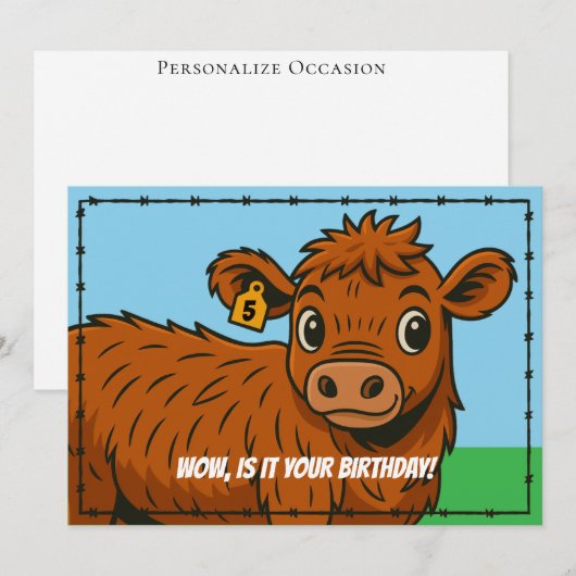 Funny Happy Birthday Cartoon Country Ranch Farm  シーズンカード (正面/裏面)