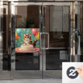 Funny happy birthday cat ウィンドウサイン (オフィスドア)