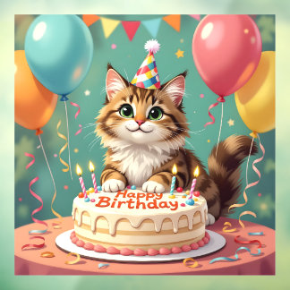 Funny happy birthday cat ウィンドウサイン