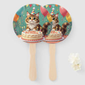 Funny happy birthday cat ハンドファン (正面&裏面)