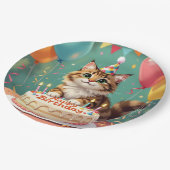 Funny happy birthday cat ペーパープレート (アングル)