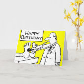 Funny Happy Birthday Doctor Lab Coat & Stethoscope カード (黄色い花)