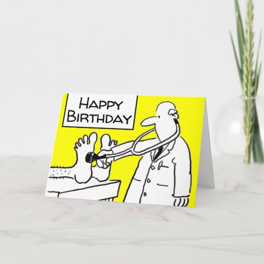 Funny Happy Birthday Doctor Lab Coat & Stethoscope カード (正面)