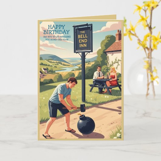 Funny Happy Birthday Drinking Theme カード (黄色い花)