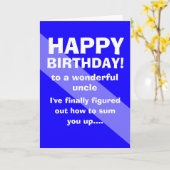 funny Happy birthday  favorite uncle カード (黄色い花)