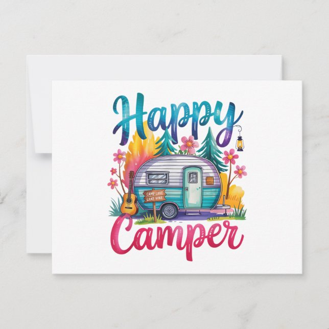 Funny Happy Camper Camping Apparel Trailer RV Kids (正面)