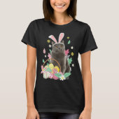 Funny happy easter cute cat bunny eggs basket rabb tシャツ (正面)