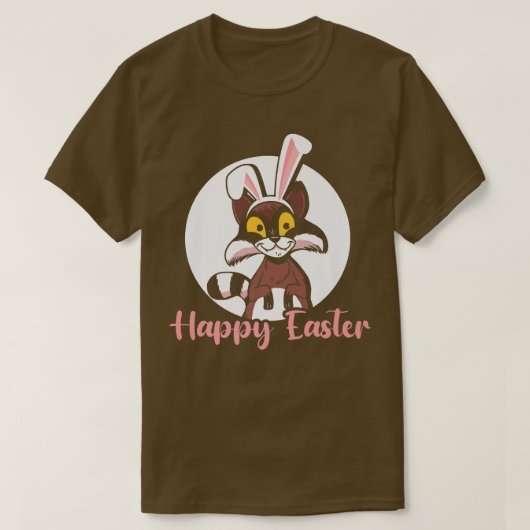 Funny Happy Easter  Raccoon Bunny  Egg Hunt Premiu Tシャツ (デザイン正面)