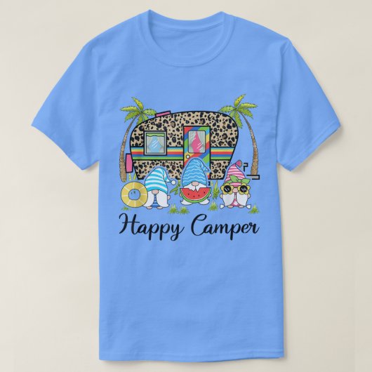 Funny Happy Gnome Camper Cute For Kids Women Men  Tシャツ (デザイン正面)