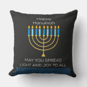 Funny Happy Hanukkah Cute Blue Chanukah Unique クッション (正面)