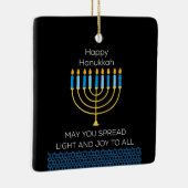 Funny Happy Hanukkah Cute Blue Chanukah Unique セラミックオーナメント (右)