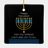 Funny Happy Hanukkah Cute Blue Chanukah Unique セラミックオーナメント (裏面)
