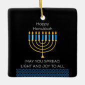 Funny Happy Hanukkah Cute Blue Chanukah Unique セラミックオーナメント (正面)