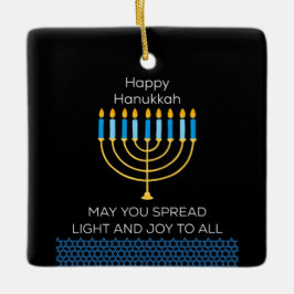 Funny Happy Hanukkah Cute Blue Chanukah Unique セラミックオーナメント