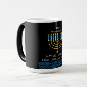 Funny Happy Hanukkah Cute Blue Chanukah Unique モーフィングマグカップ (正面左)