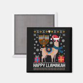 Funny Happy Llamakah Llama With Menorah  マグネット (正面/裏面)