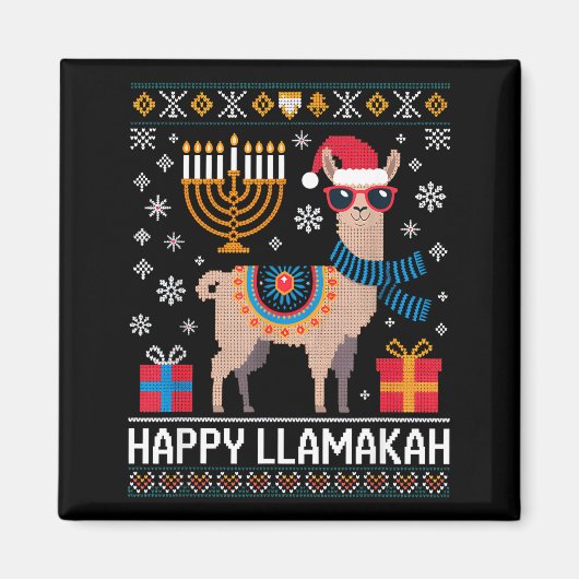 Funny Happy Llamakah Llama With Menorah  マグネット (正面)