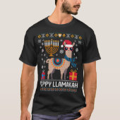 Funny Happy Llamakah Llama With Menorah Tシャツ (正面)