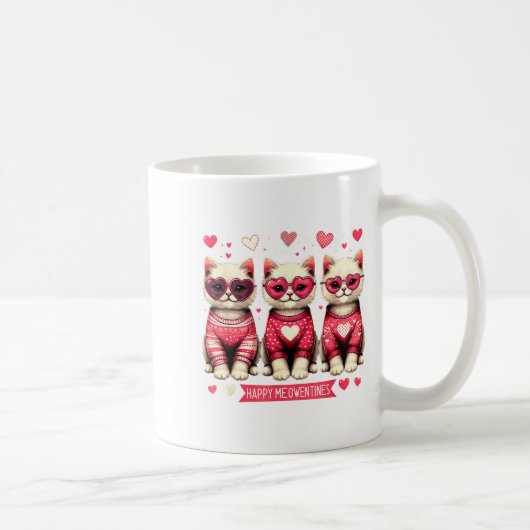 Funny Happy Meowentines Cute Valentine Cats Love C コーヒーマグカップ (右)