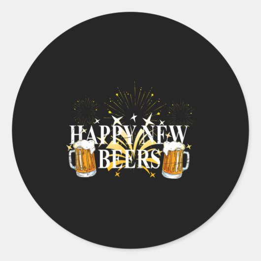 Funny Happy New Beers Drinking 2021 Nye Party Happ ラウンドシール (正面)
