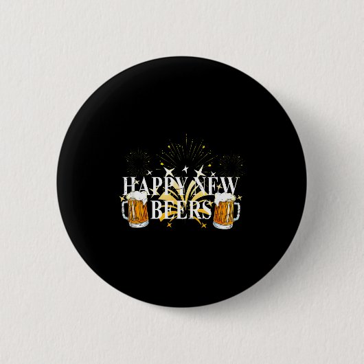 Funny Happy New Beers Drinking 2021 Nye Party Happ 缶バッジ (正面)
