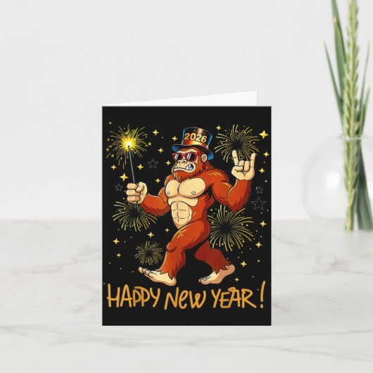 Funny Happy New Year 2026 Bigfoot Lovers New Years カード (正面)