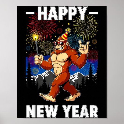 Funny Happy New Year 2026 Bigfoot Lovers New Years ポスター (正面)