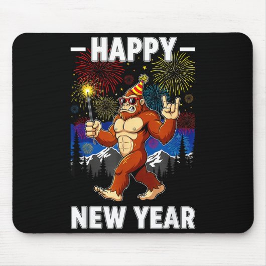 Funny Happy New Year 2026 Bigfoot Lovers New Years マウスパッド (正面)