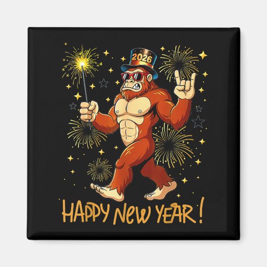 Funny Happy New Year 2026 Bigfoot Lovers New Years マグネット (正面)