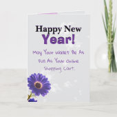 Funny Happy New Year 2026 Shopping Quote Design カード (正面)