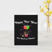 Funny Happy New Year And Yes It's My Birthday Long カード (黄色い花)