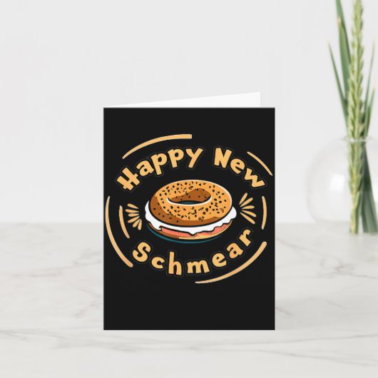 Funny Happy New Year Bagel &amp; Schmear Jewish Br カード (正面)