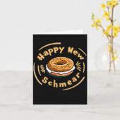 Funny Happy New Year Bagel &amp; Schmear Jewish Br カード (黄色い花)