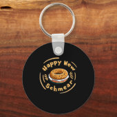 Funny Happy New Year Bagel &amp; Schmear Jewish Br キーホルダー (正面)