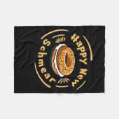 Funny Happy New Year Bagel &amp; Schmear Jewish Br フリースブランケット (正面(横))