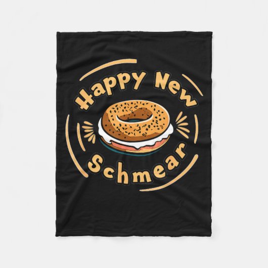 Funny Happy New Year Bagel &amp; Schmear Jewish Br フリースブランケット (正面)