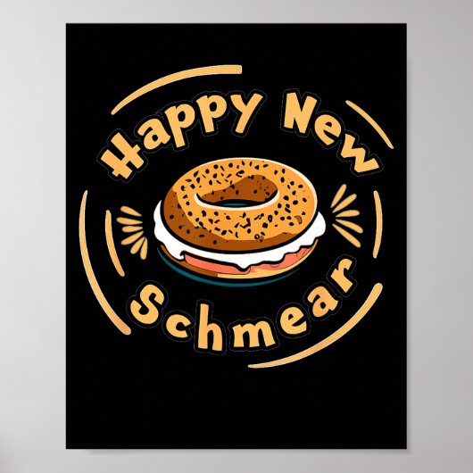 Funny Happy New Year Bagel &amp; Schmear Jewish Br ポスター (正面)