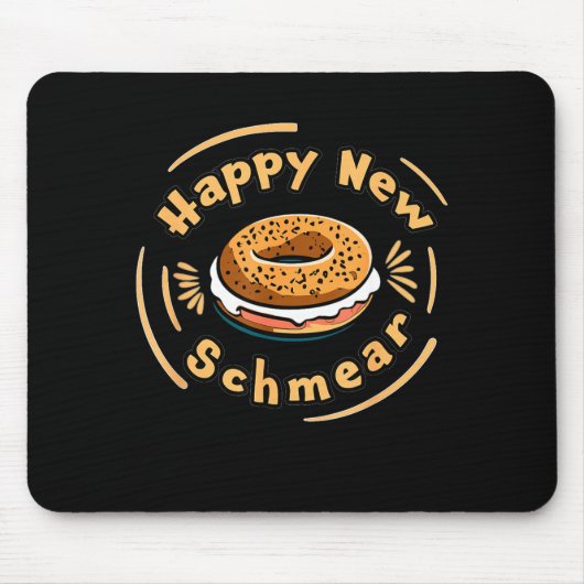 Funny Happy New Year Bagel &amp; Schmear Jewish Br マウスパッド (正面)