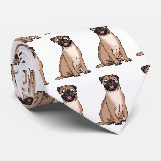 Funny happy pug dog cartoon illustration ネクタイ (ロール)