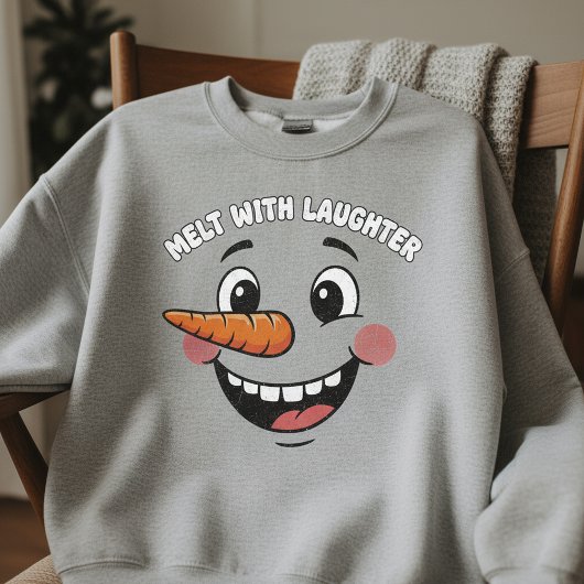 Funny Happy Snowman Face T-Shirt | Cute Smiling スウェットシャツ