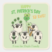 Funny Happy St Patrick's Day to Ewe Irish Sheep スクエアシール (正面)